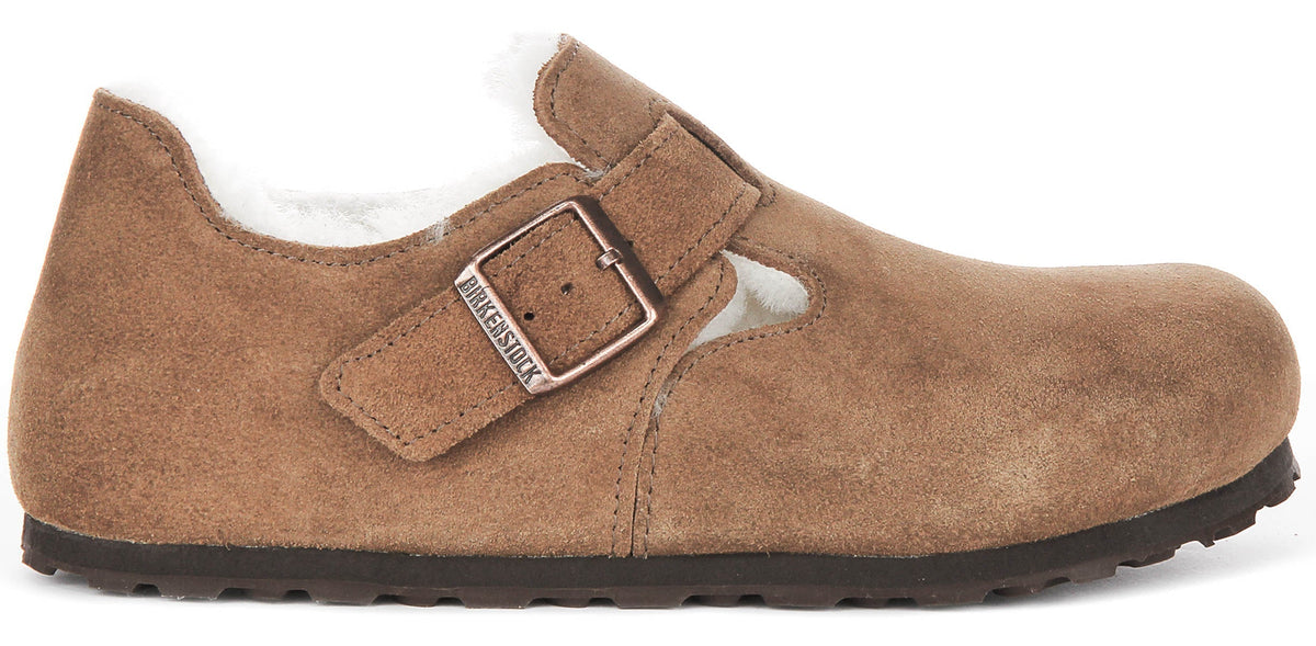 Birkenstock London Klompen | Bruin suède leer voor dames