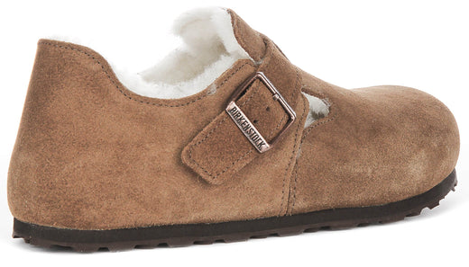Birkenstock London Klompen | Bruin suède leer voor dames