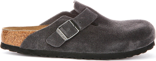 Birkenstock Boston Clogs | Houtskool suède leer voor heren en dames - Smalle pasvorm