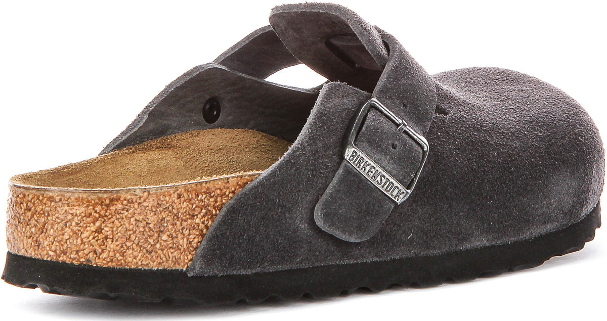 Birkenstock Boston Clogs | Houtskool suède leer voor heren en dames - Smalle pasvorm