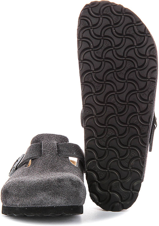 Birkenstock Boston Clogs | Houtskool suède leer voor heren en dames - Smalle pasvorm