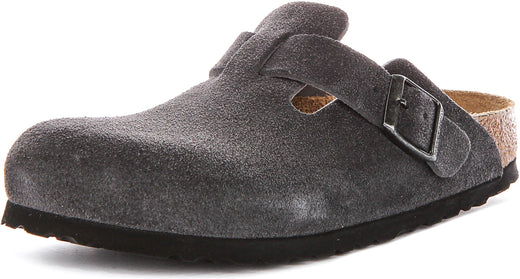 Birkenstock Boston Clogs | Houtskool suède leer voor heren en dames - Smalle pasvorm