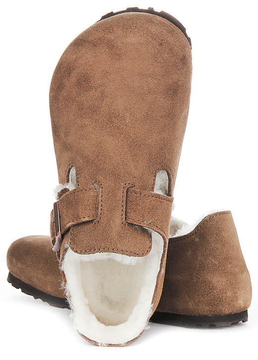 Birkenstock London Klompen | Bruin suède leer voor dames