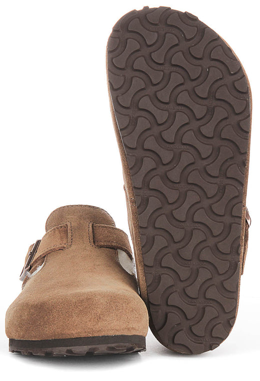 Birkenstock London Klompen | Bruin suède leer voor dames