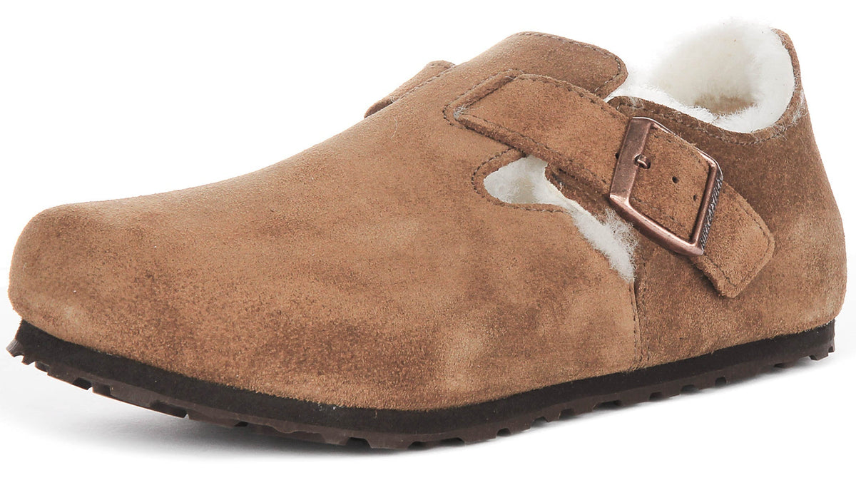 Birkenstock London Klompen | Bruin suède leer voor dames