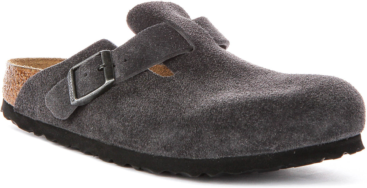 Birkenstock Boston Clogs | Houtskool suède leer voor heren en dames - Smalle pasvorm