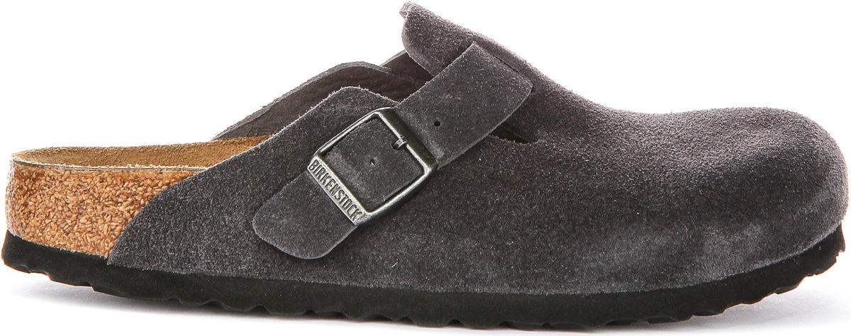 Birkenstock Boston Clogs | Houtskool suède leer voor heren en dames - Smalle pasvorm