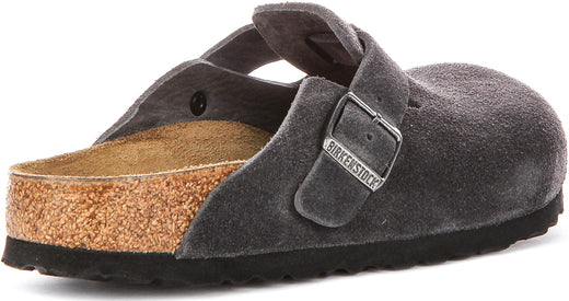 Birkenstock Boston Clogs | Houtskool suède leer voor heren en dames - Smalle pasvorm