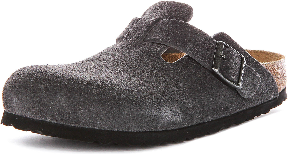 Birkenstock Boston Clogs | Houtskool suède leer voor heren en dames - Smalle pasvorm