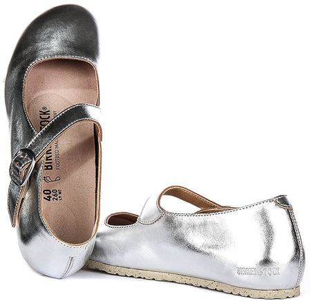 Birkenstock Tracy-schoenen | Bovenmateriaal met zilveren Birkenstock-kenmerk voor dames en heren