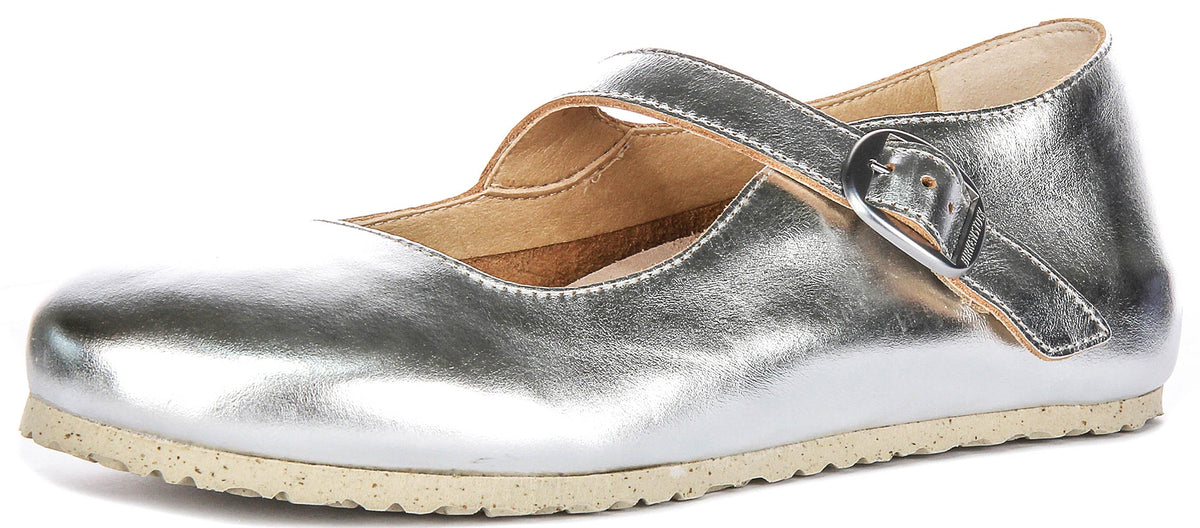 Birkenstock Tracy-schoenen | Bovenmateriaal met zilveren Birkenstock-kenmerk voor dames en heren